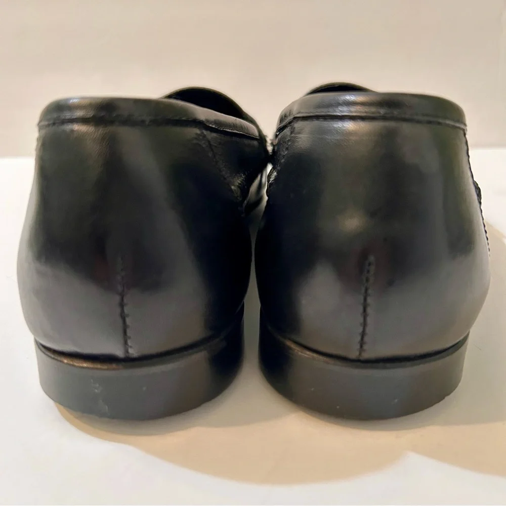 G.H. Bass & Co Black Leather Kilted Tassel Weave Loafer Shoes Mens 10.5M